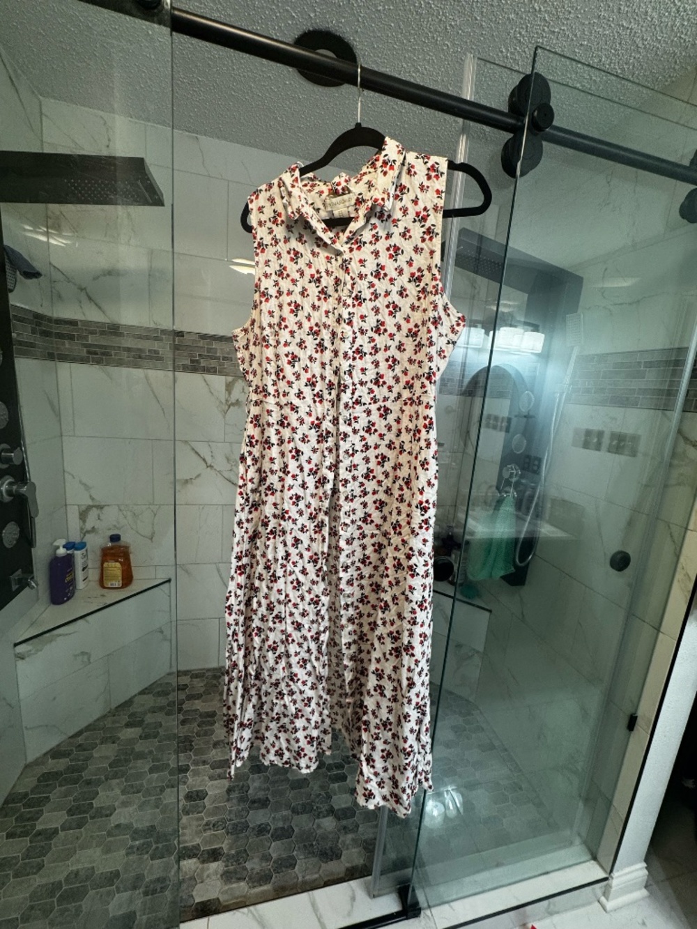 100% Linen, 90s inspired midi dress - Picture 4 of 5